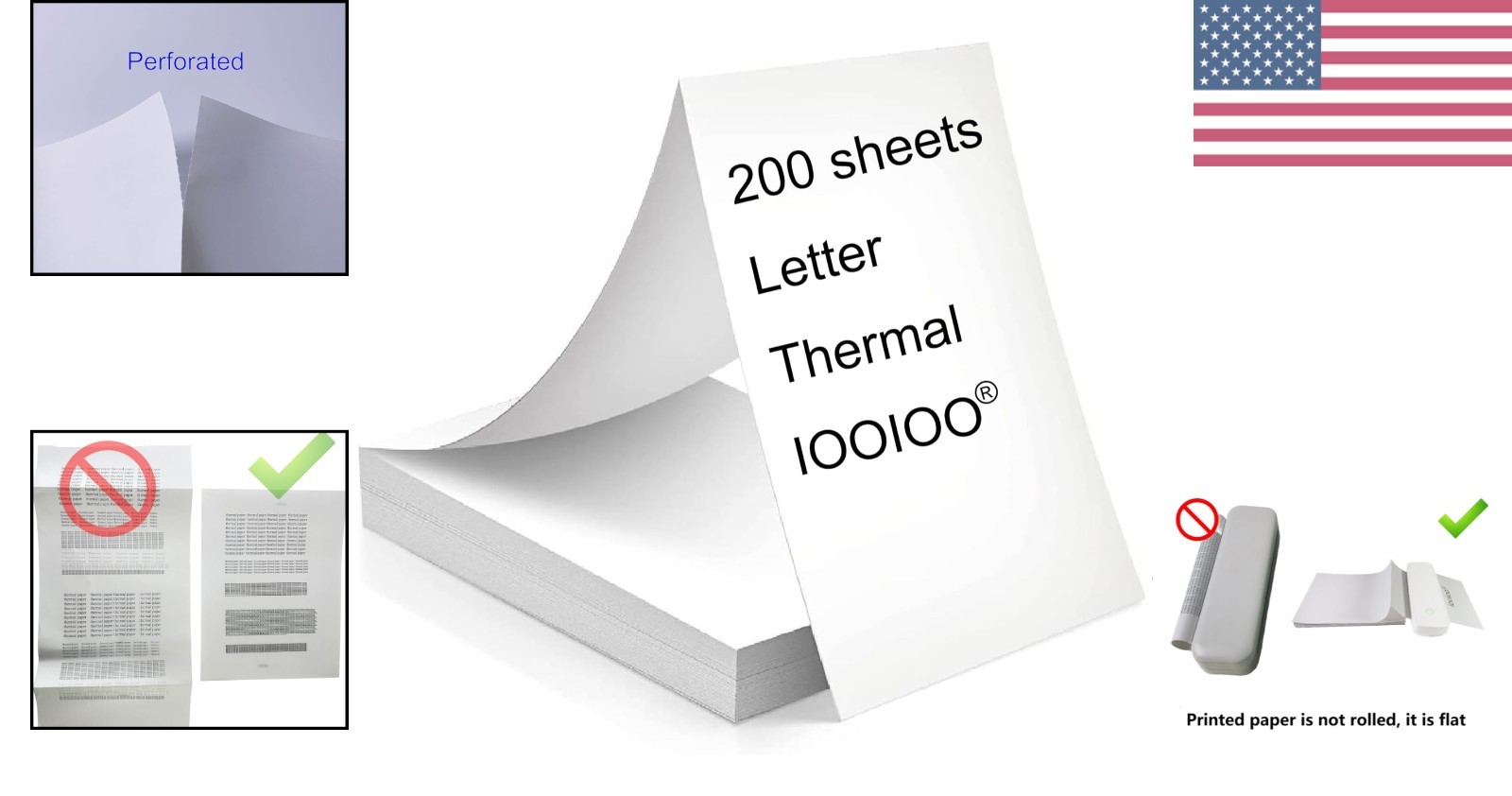 BPA/BPS Free Thermal Printer Paper, 200 Sheets 8.5×11 for Home & Office Use