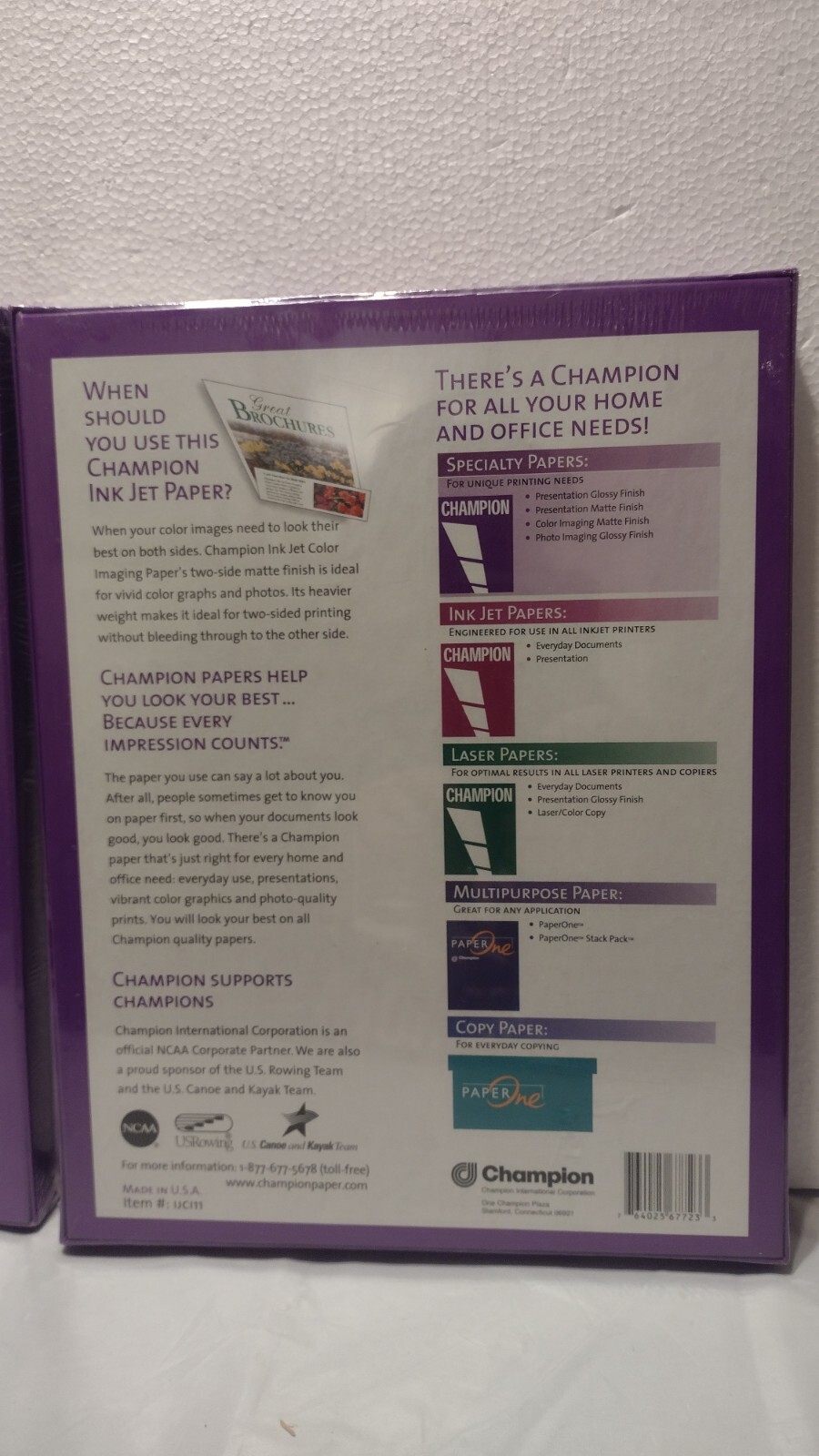 Lot (2) Champion Ink Jet Paper 100 Sheets 8.5×11 Letter Matte Finish 35 lb