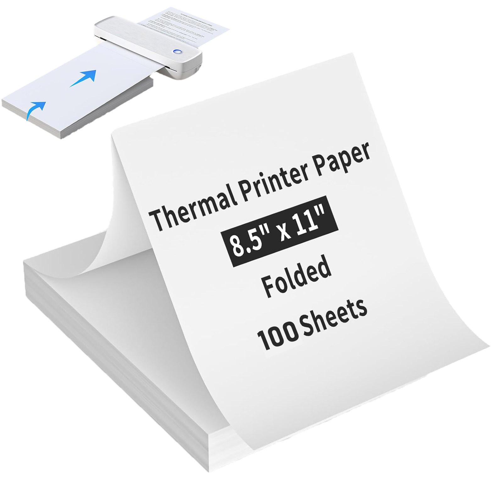 100 Sheets Thermal Printer Paper 8.5X11 Inch US Letter Size FOLDED THERMAL PAPER