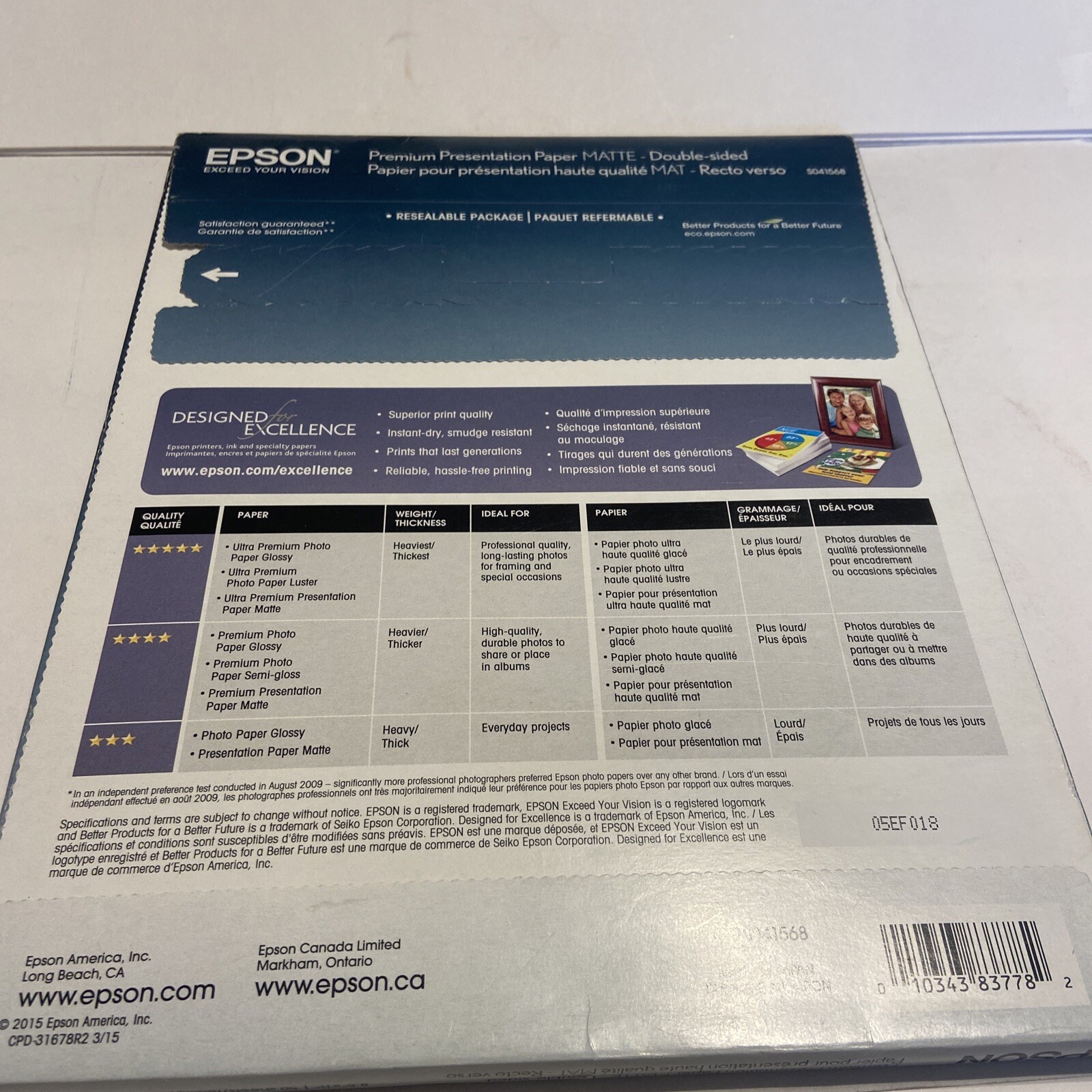Epson Premium Presentation Paper MATTE (8.5×11 Inches, Double-sided, 50 Sheets)