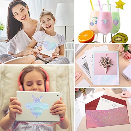 72 Sheets Holographic Sticker Paper – Transparent Holographic A4 Vinyl Gem