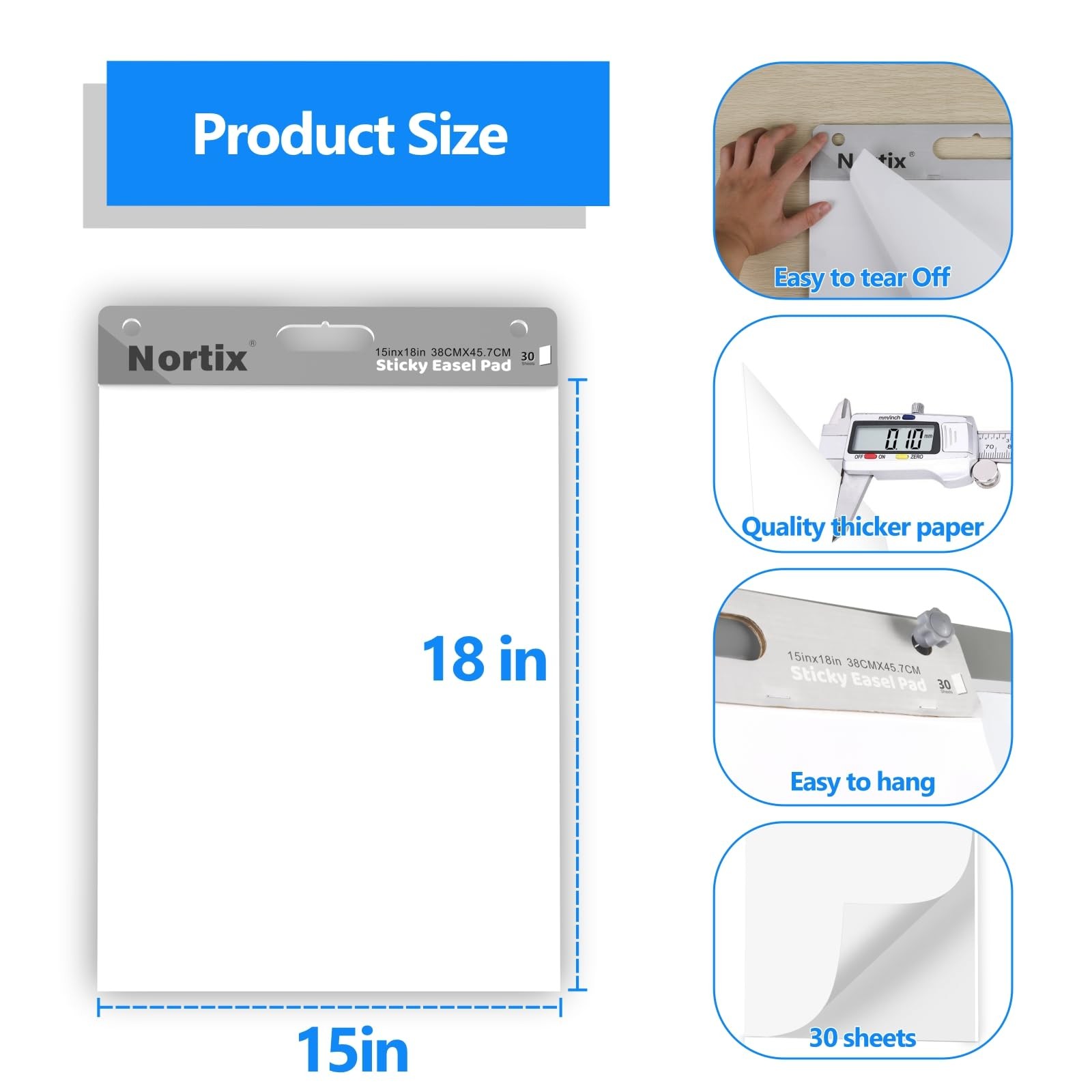 Nortix Flip Chart Paper 15×18 6 Pack Sticky Pad