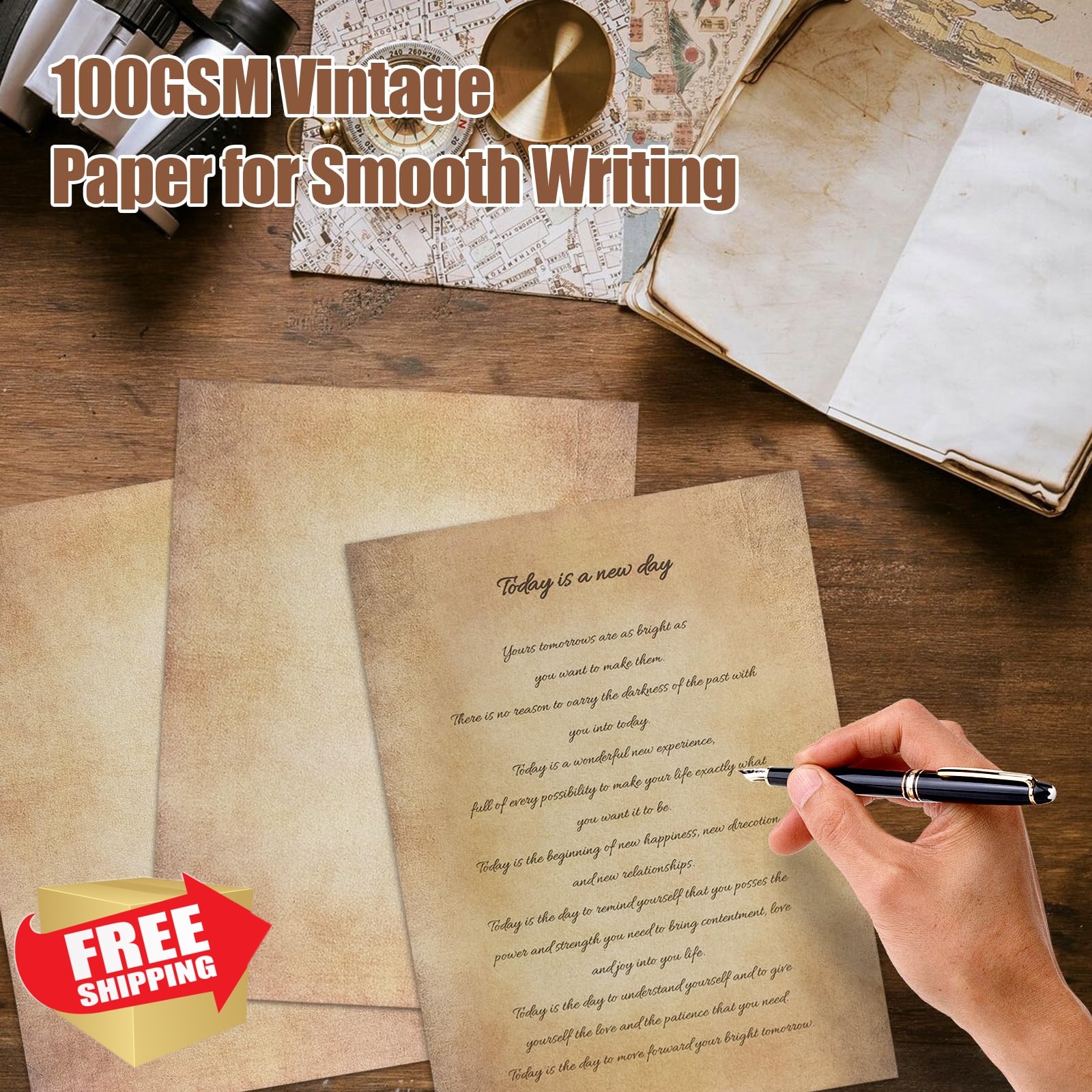 CraftyManor 120 Sheets Vintage Printer Paper