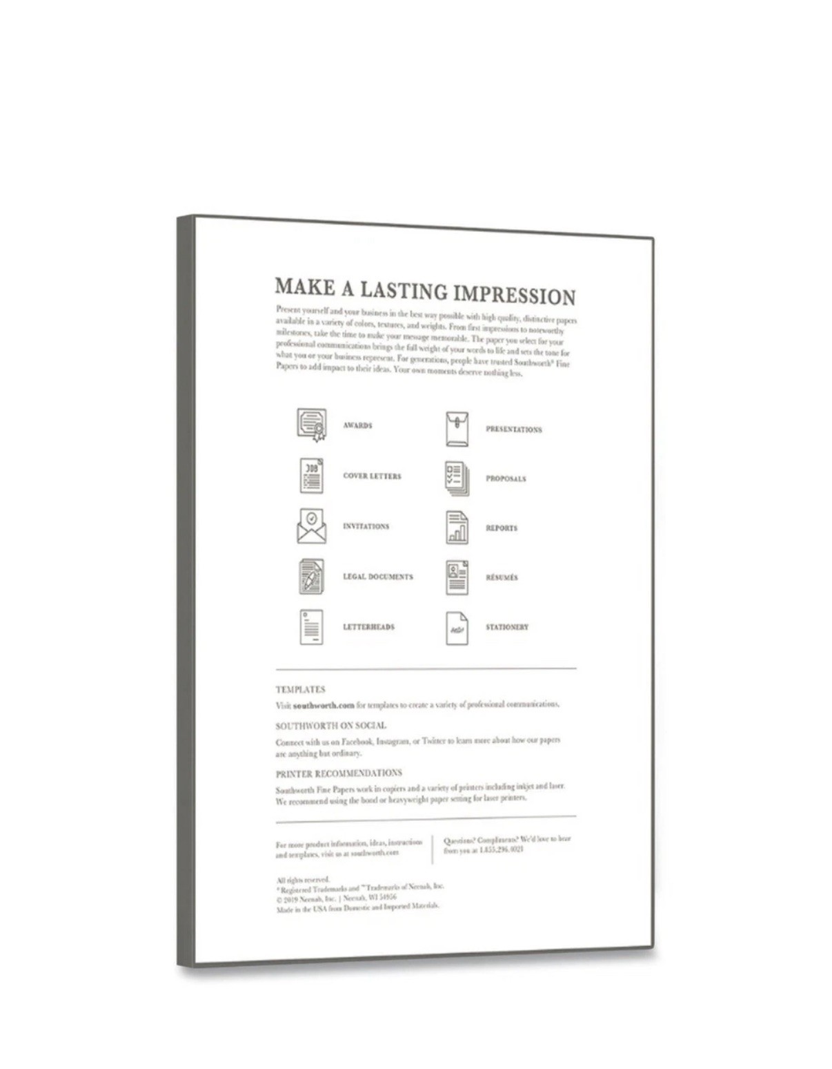 Southworth R14ICF 8.5 in. x 11 in. 100% Cotton Resume Paper Ivory (100/PK) Bond
