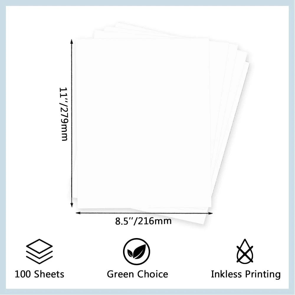 100 Sheets Thermal Printer Paper 8.5 X 11 Inch US Letter Size Thermal Paper