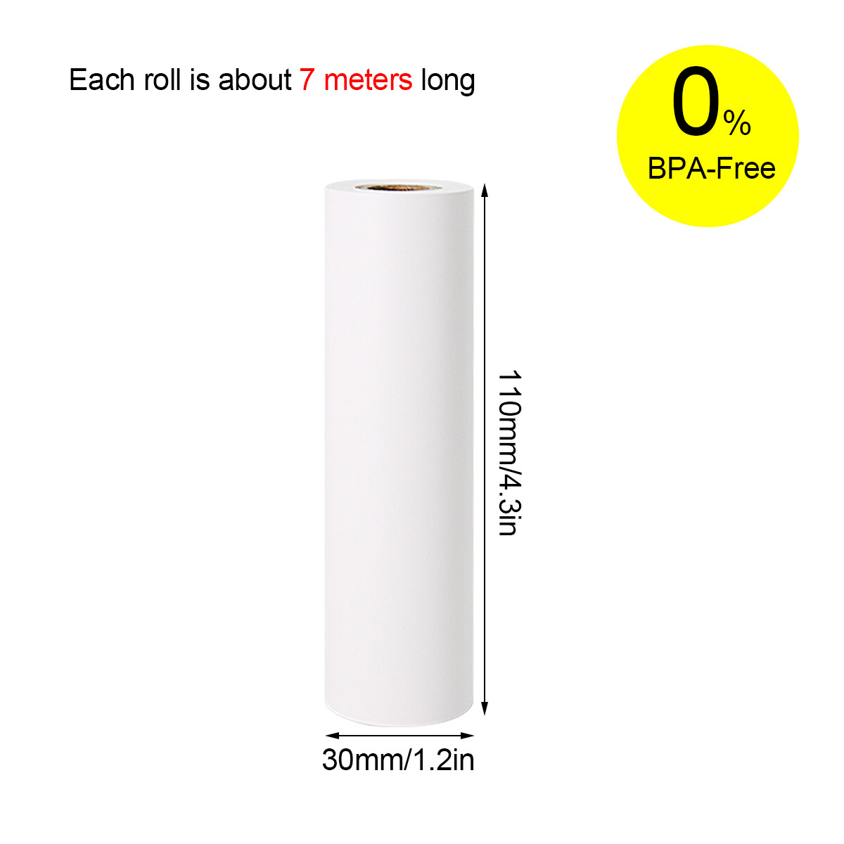 Poooli 110 * 30mm White Non-adhesive Thermal Paper Roll BPA-Free F2H5