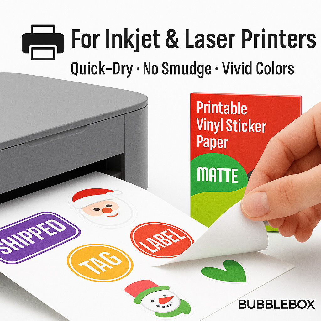 Matte Printable Vinyl Sticker Paper 8.5×11 Waterproof Inkjet Laser Cricut 1000