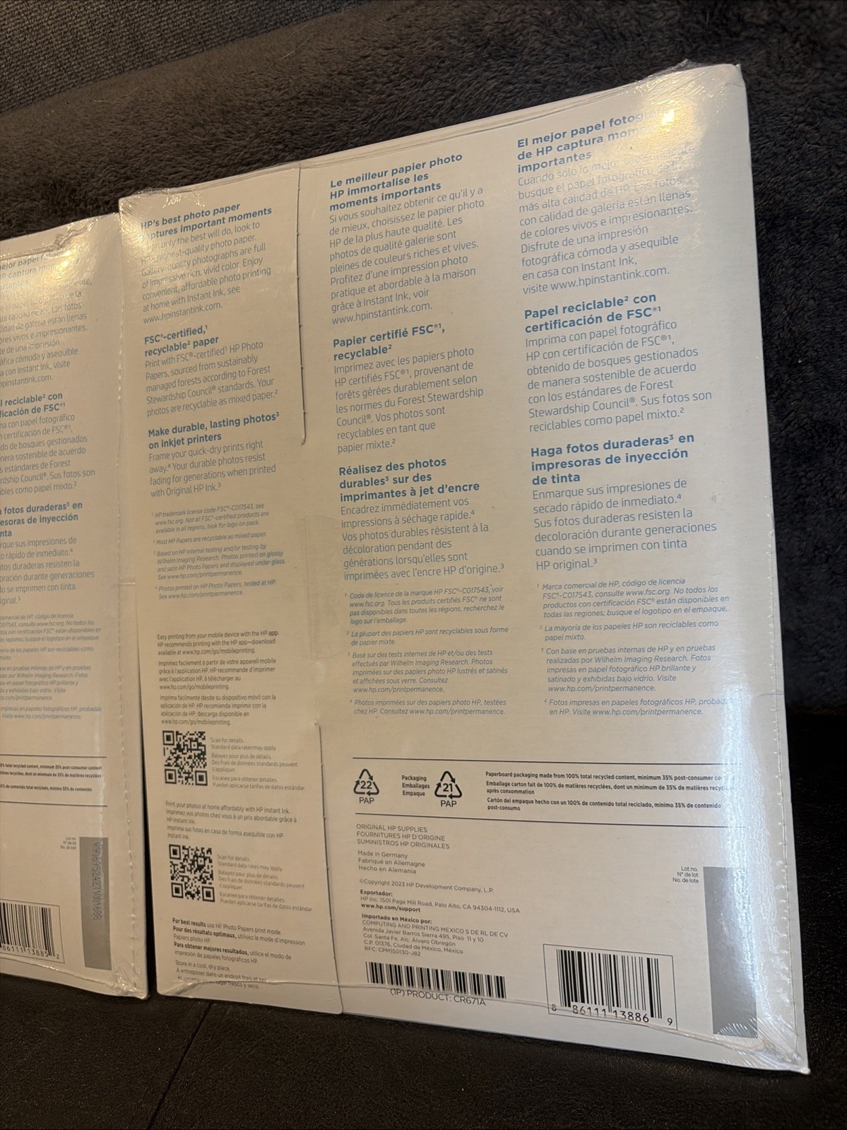 2 Genuine HP Premium Plus Photo Paper, 80 lbs Soft-Gloss 8-1/2 x 11, 25ct ea NEW