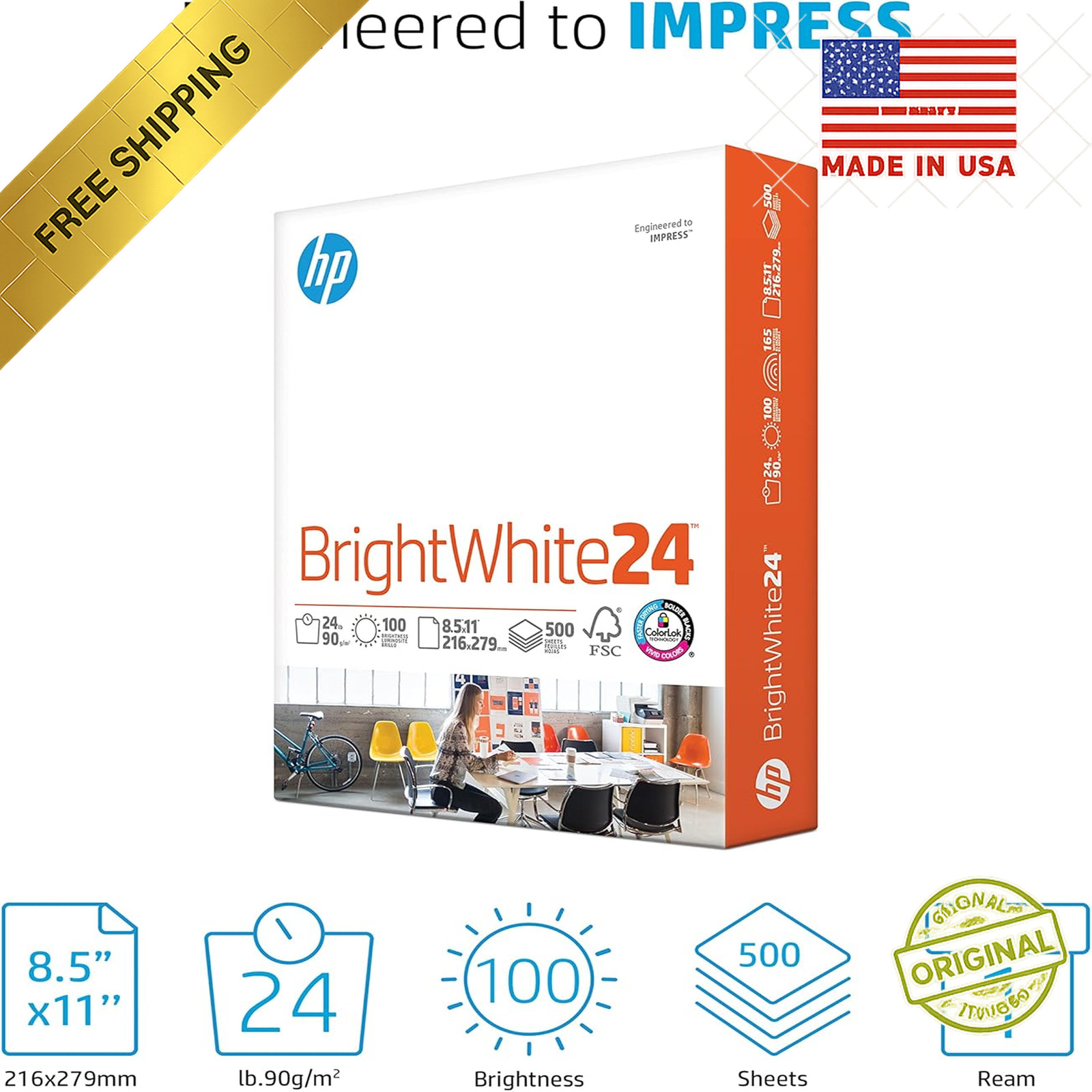 Premium Bright White Printer Paper – 24 lb, 100 Bright