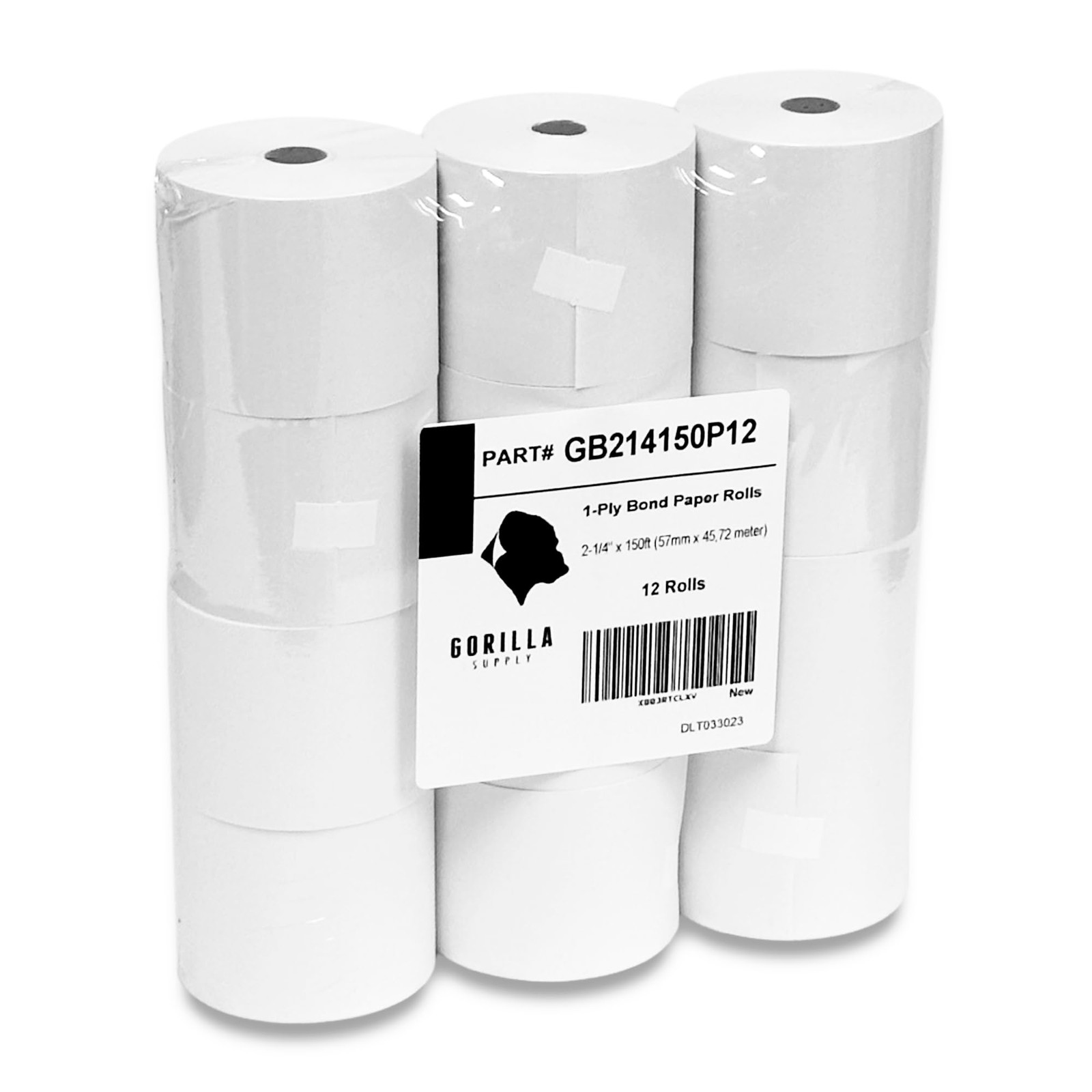 Gorilla Supply 2 1/4 in x 150 ft Bond Paper Rolls, 2.25″ x 150′ Adding white