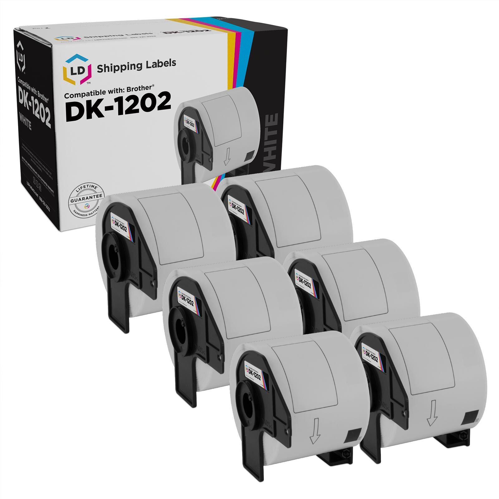 LD Compatible Brother DK-1202 6 Rolls of Shipping Labels / 2.4 in x 3.9 in