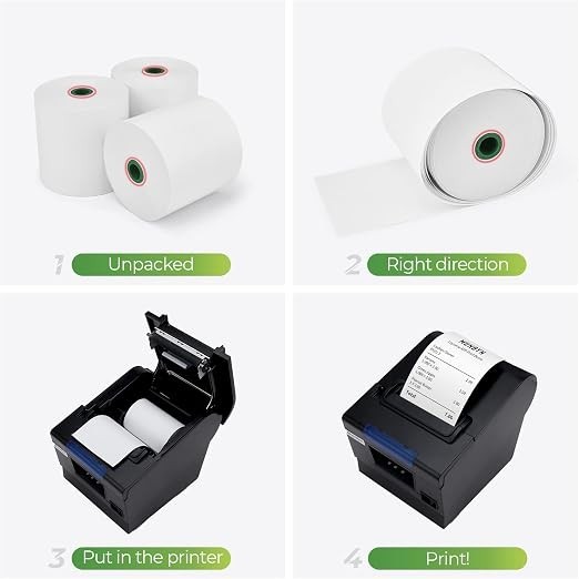 MUNBYN Thermal Paper 3 1/8 x 230ft, 10 Rolls Receipt 3 1/8″ x 230′, White