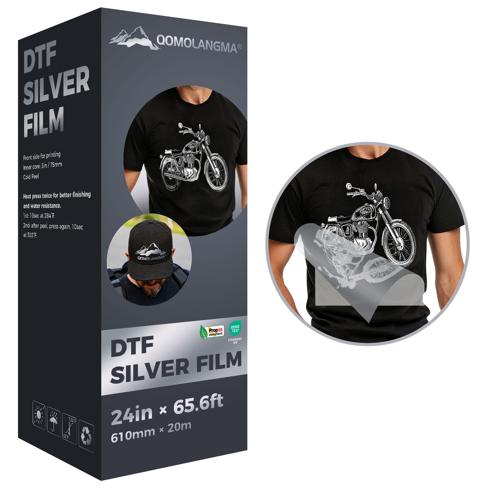 24in x 65.6ft DTF Gold / Silver Foil Film Roll, DTF FILM Roll Cold Peel