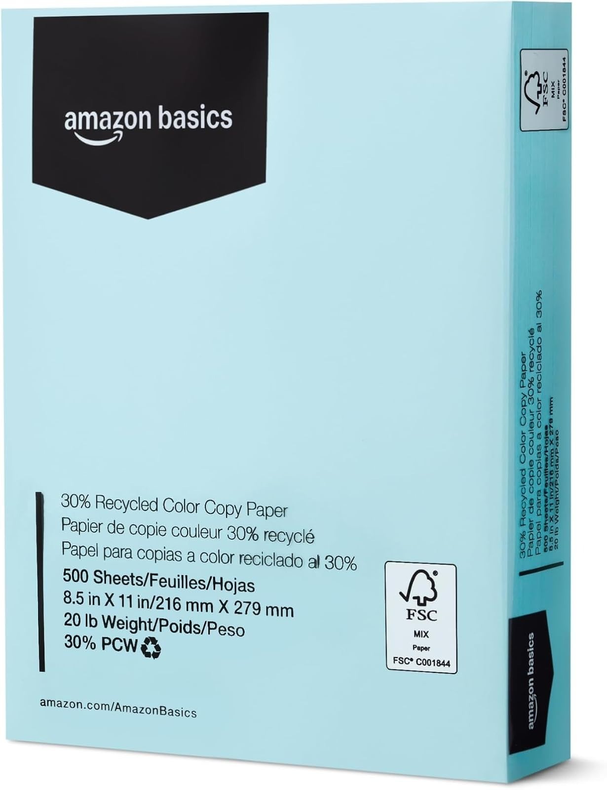 Amazon Basics 30% Recycled Color Copy Paper, 8.5″ x 11″, Pastel Canary