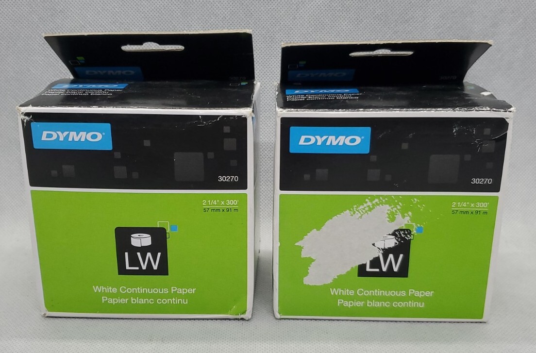 2 Pack DYMO LabelWriter Continuous-Roll Thermal Paper 2.25″ x 300′ White 30270