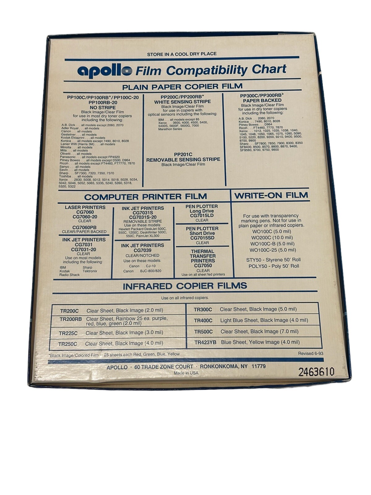 APOLLO Transparency Film For Ink Jet Printers 34 Sheets NEW Open Box