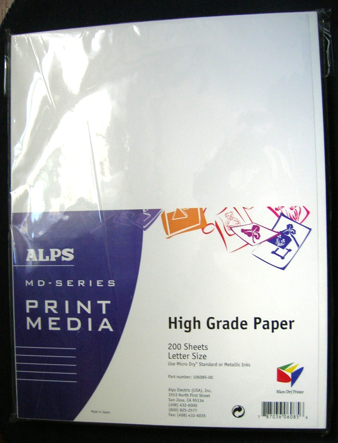 ALPS High Grade Paper MD Series Print Media 200 Shets Letter Size #106085-00
