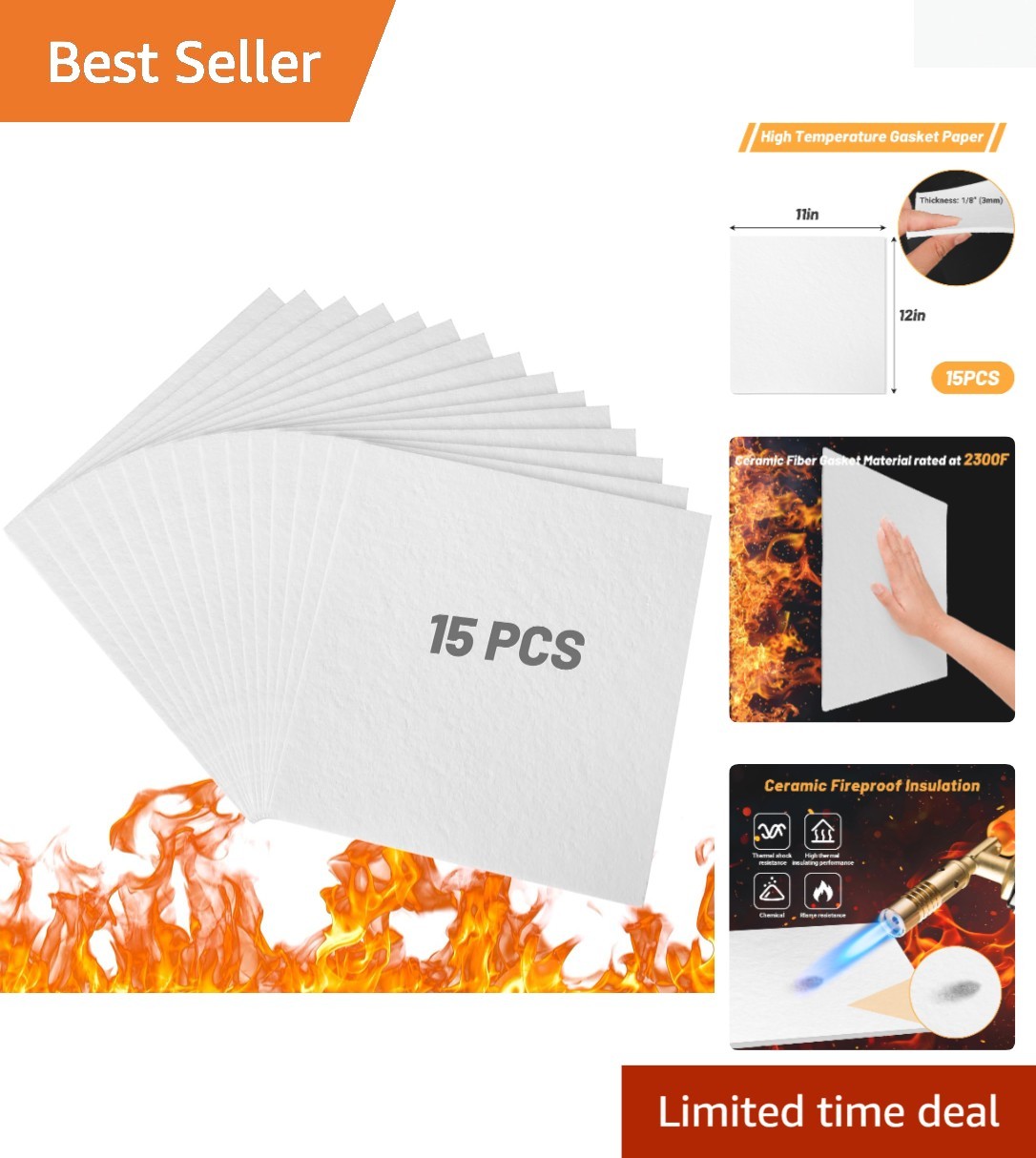 DIY 10 Pack High-Temperature Gasket Paper Sheets for Stoves and Furances 11×12