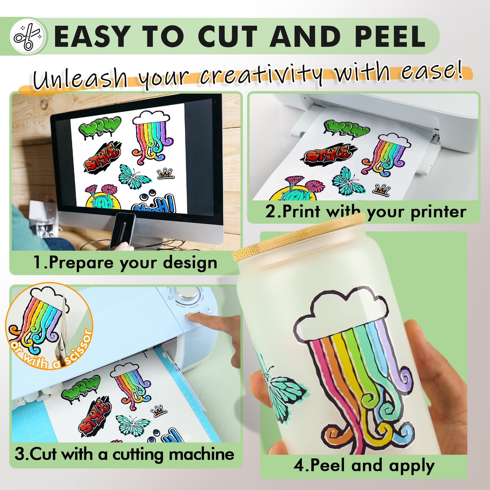 Koala 95% Clear Sticker Paper for Inkjet Printer – Waterproof Printable Vinyl…