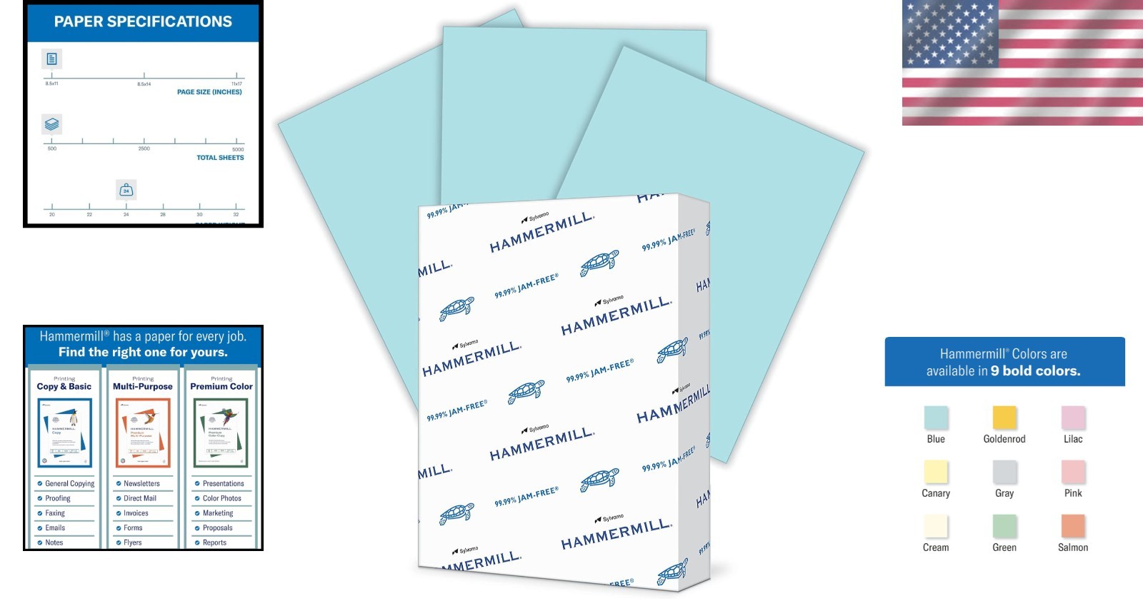 24 lb Blue Printer Paper – Smooth 8.5×11 | Eco-Friendly 500 Sheets