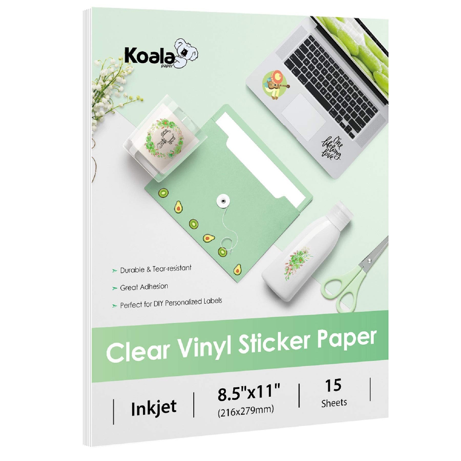 Waterproof Printable Vinyl Sticker Paper for Inkjet Printer – 15 Clear White A4