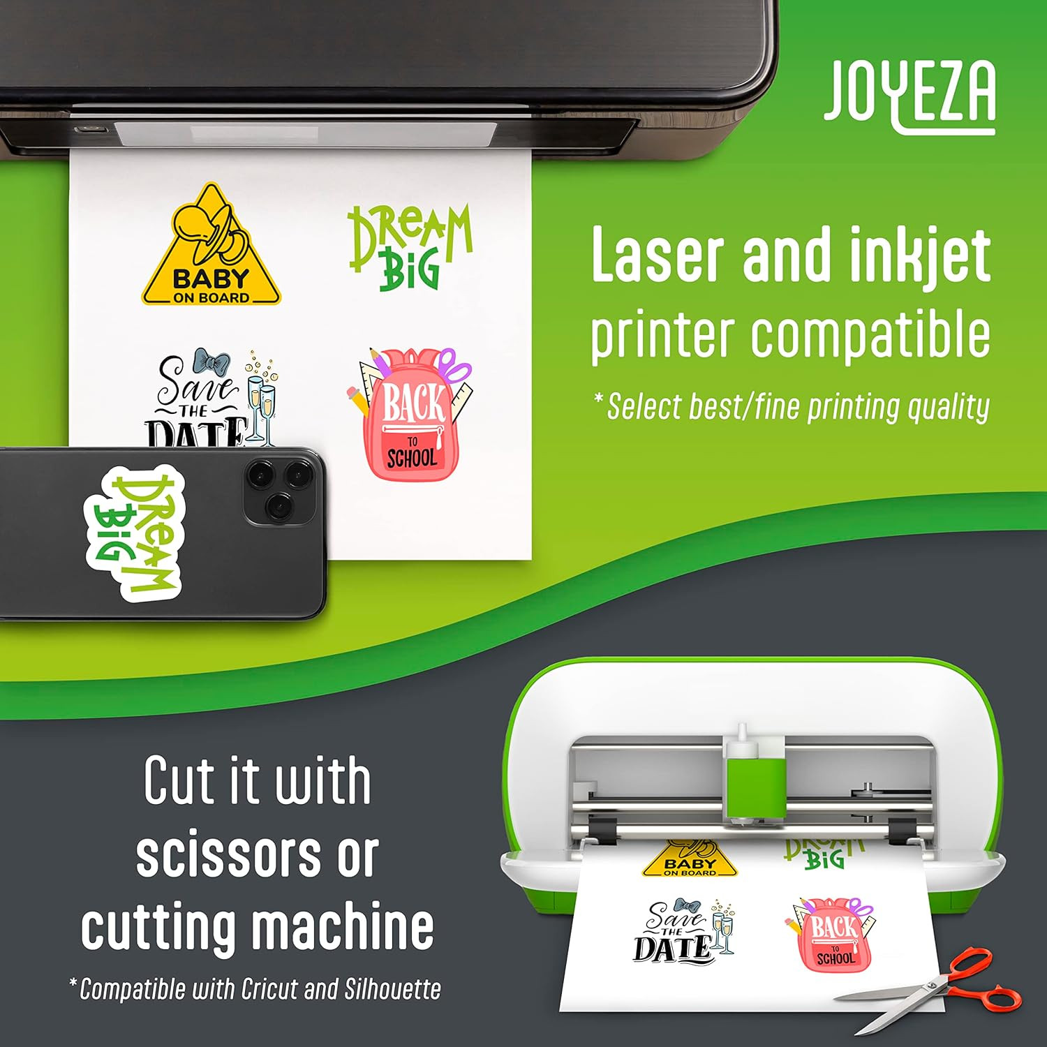 Premium Printable Vinyl Sticker Paper for Inkjet Printer – 80 Sheets Matte Wh…