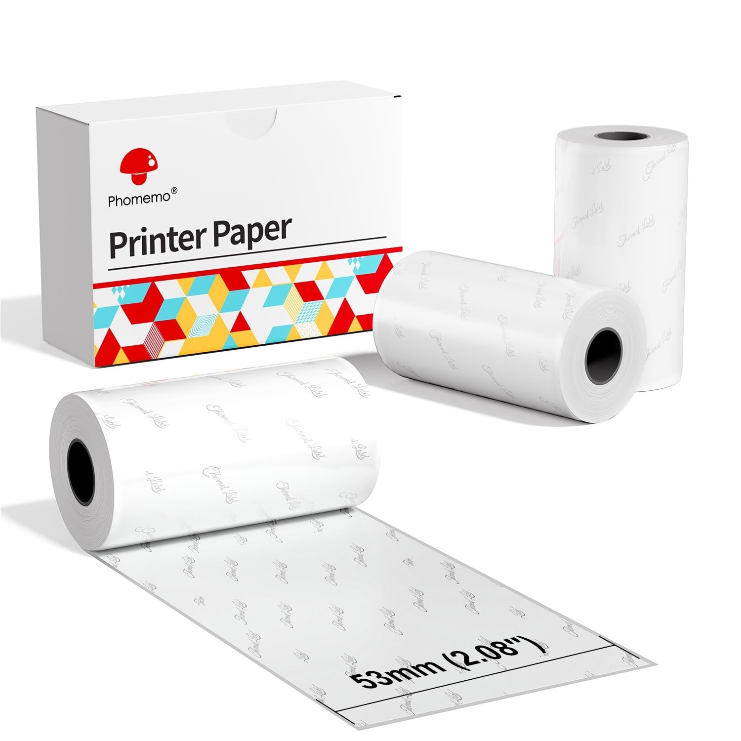Transparent Thermal Sticker Paper – Pink, Blue, Green, 3 Rolls, 50mm x 3.5m, Ide
