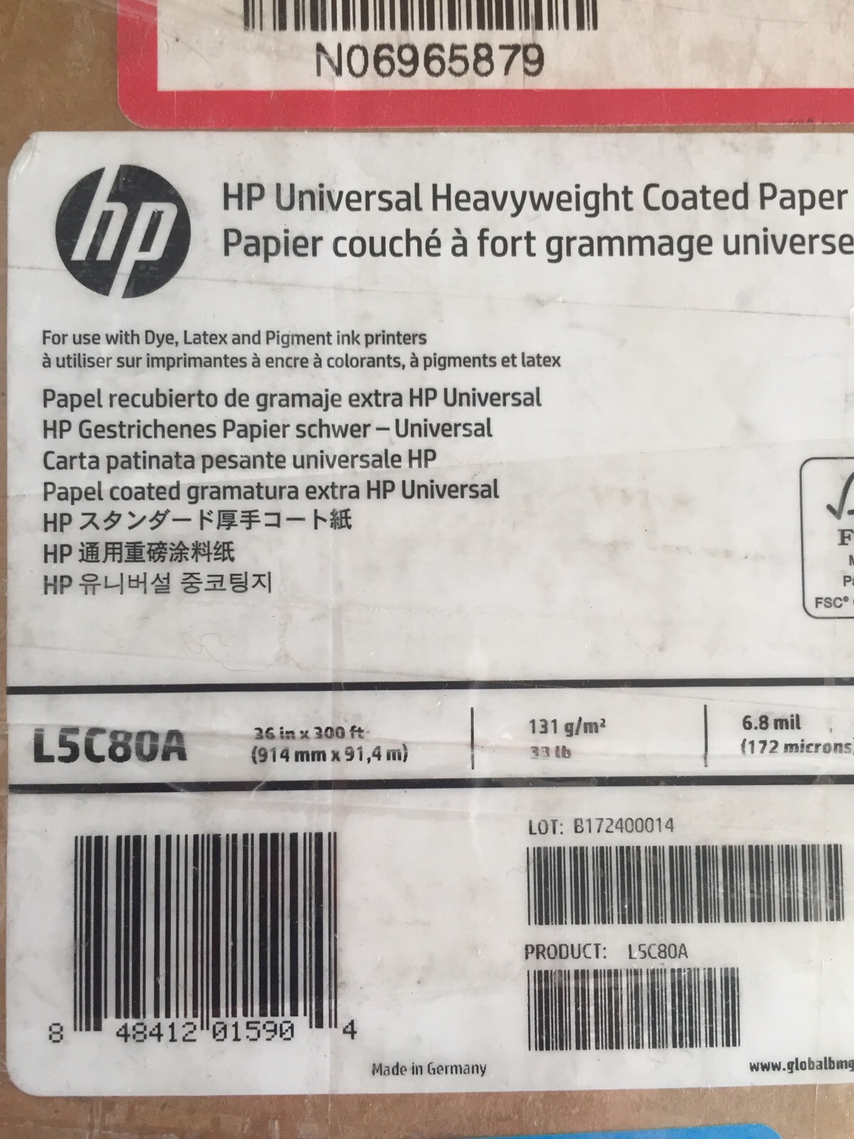 BRAND MANAGEMENT GROUP, LLC L5C80A PGWIDE UNIV HEAVYWT COATED PAP 36X300
