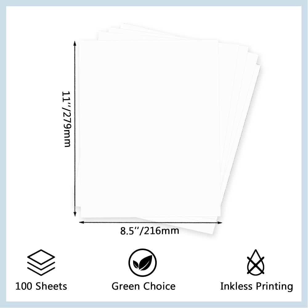 100 Sheets Thermal Printer Paper 8.5 X 11 Inch US Letter Size Thermal Paper