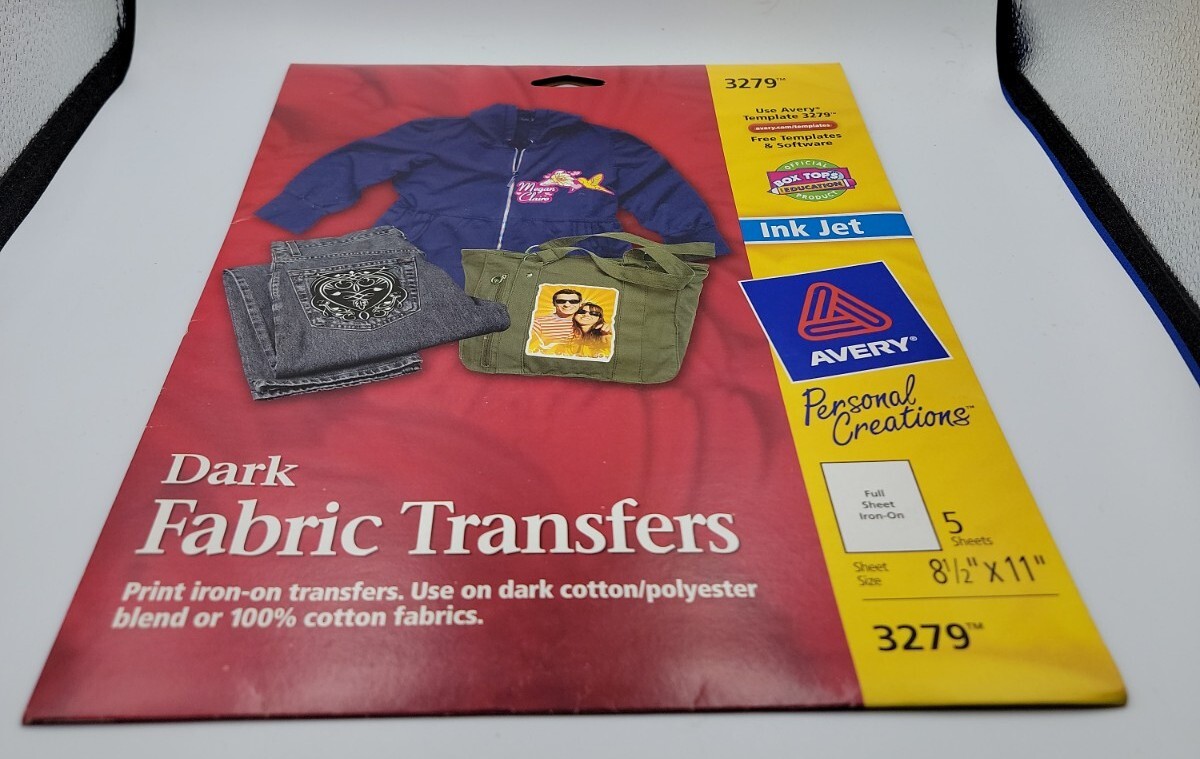 Avery Personal Creations 3279 Ink Jet Dark Fabric Transfers. New