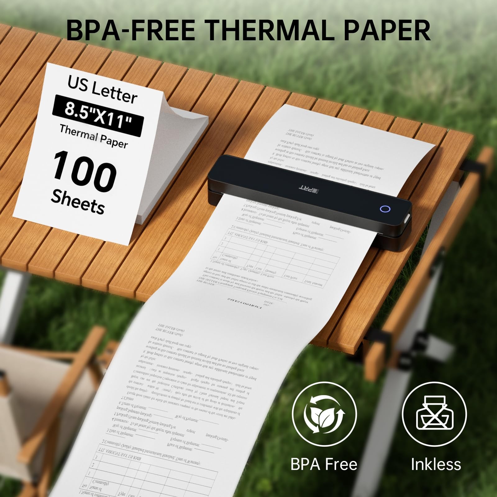 MT610 M08F A40 Thermal Paper 8.5 x 11 for M08F-Letter, 100 Sheets FanFold