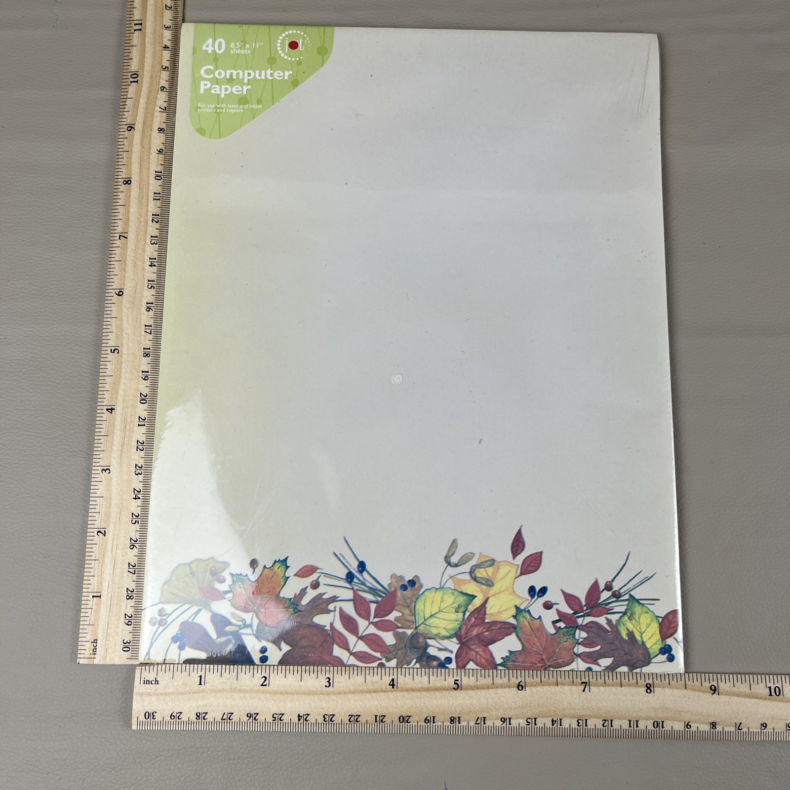 Computer Printer Paper 40 Sheets 8.5″ x 11″ Greenbrier Fall Leaves Vintage