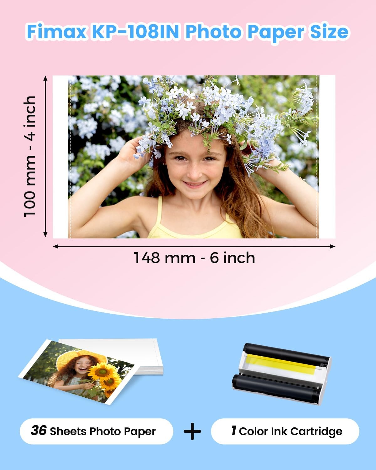 Fimax Photo Paper Compatible with Canon Selphy CP1500 CP1300 CP1200 CP910 CP100…