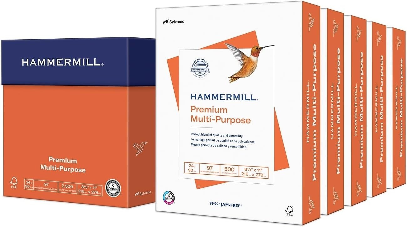 25 Reams of 24lb Printer Paper – 2500 Sheets, Jam-Free, Glossy Finish