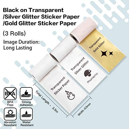 M02/M02 /M02S/M03/M03AS/M04S Pocket Printer – Transparent/Silver/Gold Glitter…