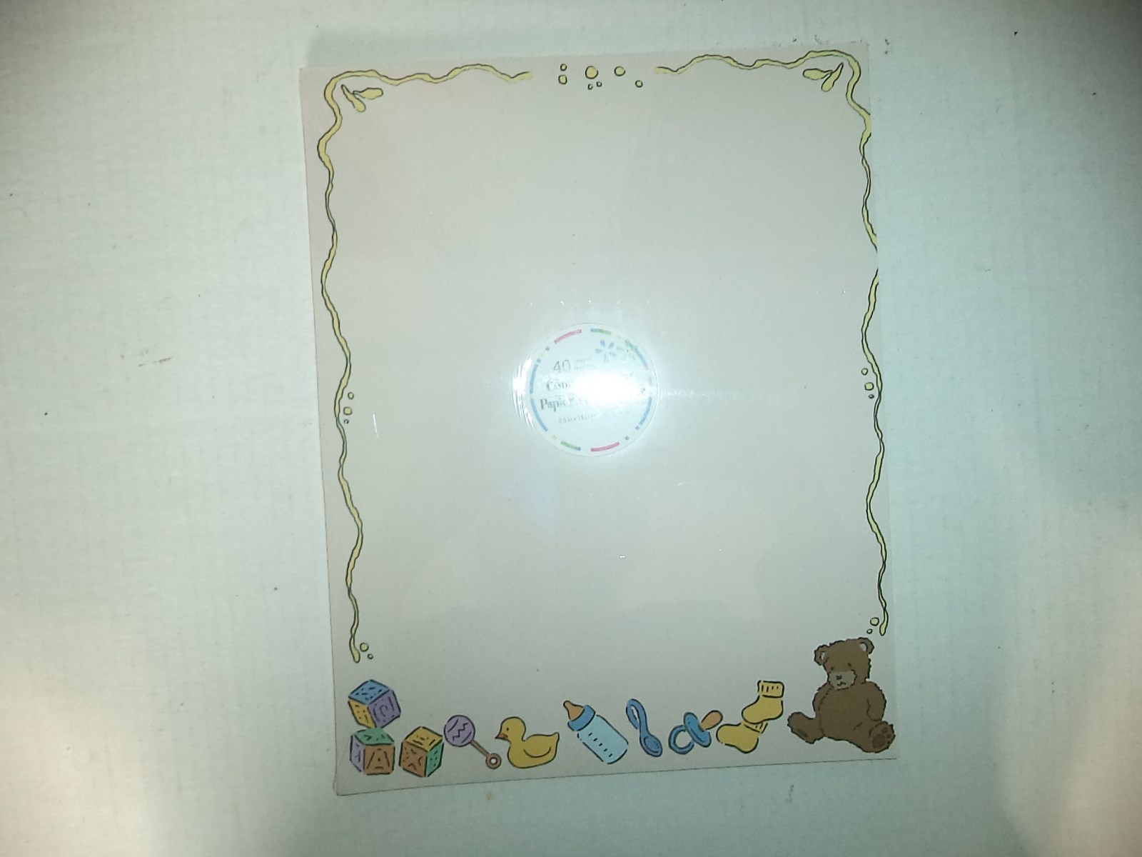 Forty Sheets Of Computer Paper With Large Bear Rattle Blocks Duck And Baby Items