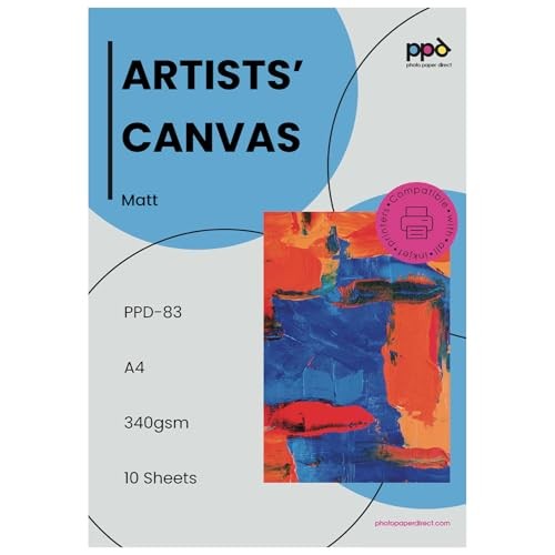 PPD Printable Canvas Fabric Sheets 8.5×11 Inkjet Printer Paper 100% Cotton 10 Pa