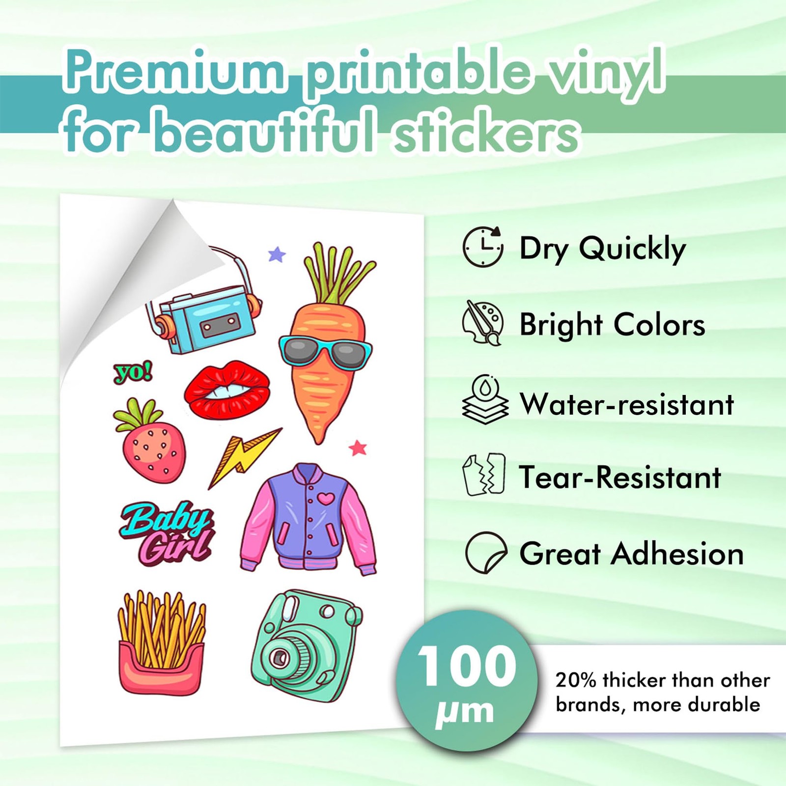 Printable Vinyl Sticker Paper for Inkjet Printer – 20 Sheets Matte White Viny…