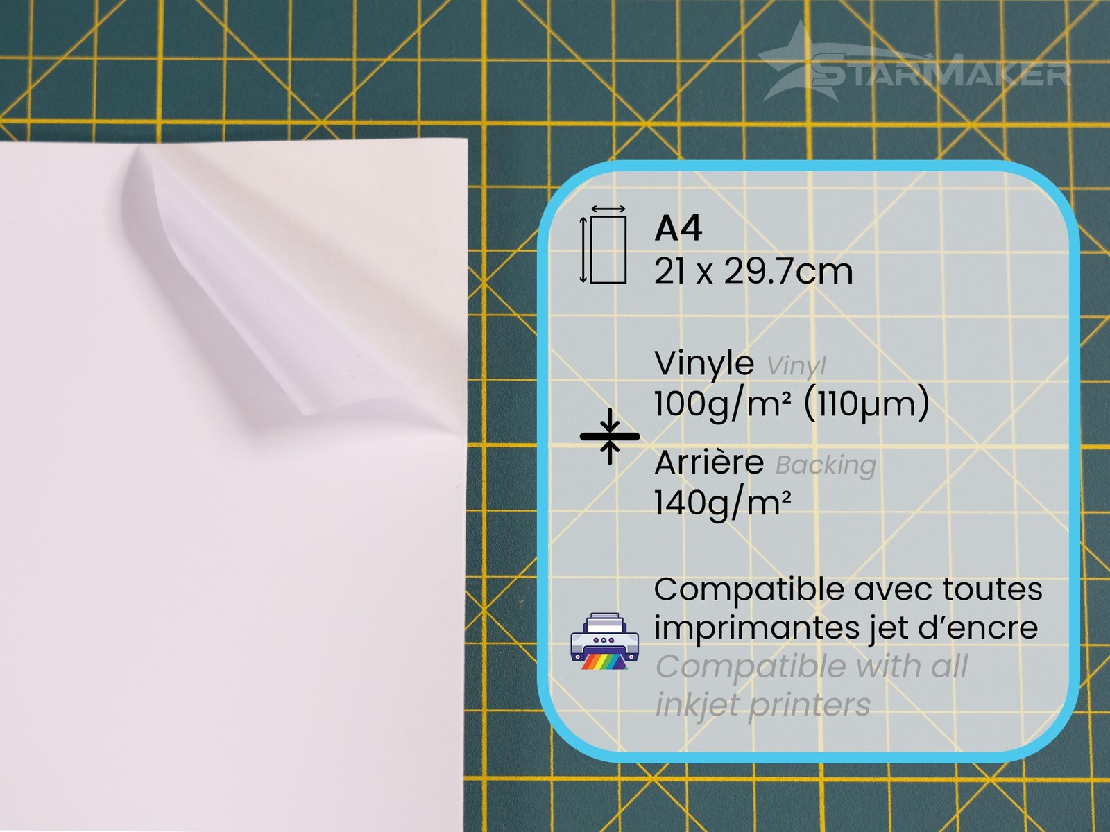 10 Sheets A4 Glossy Vinyl Sticker Sheet with Plastic Liner Printable S…