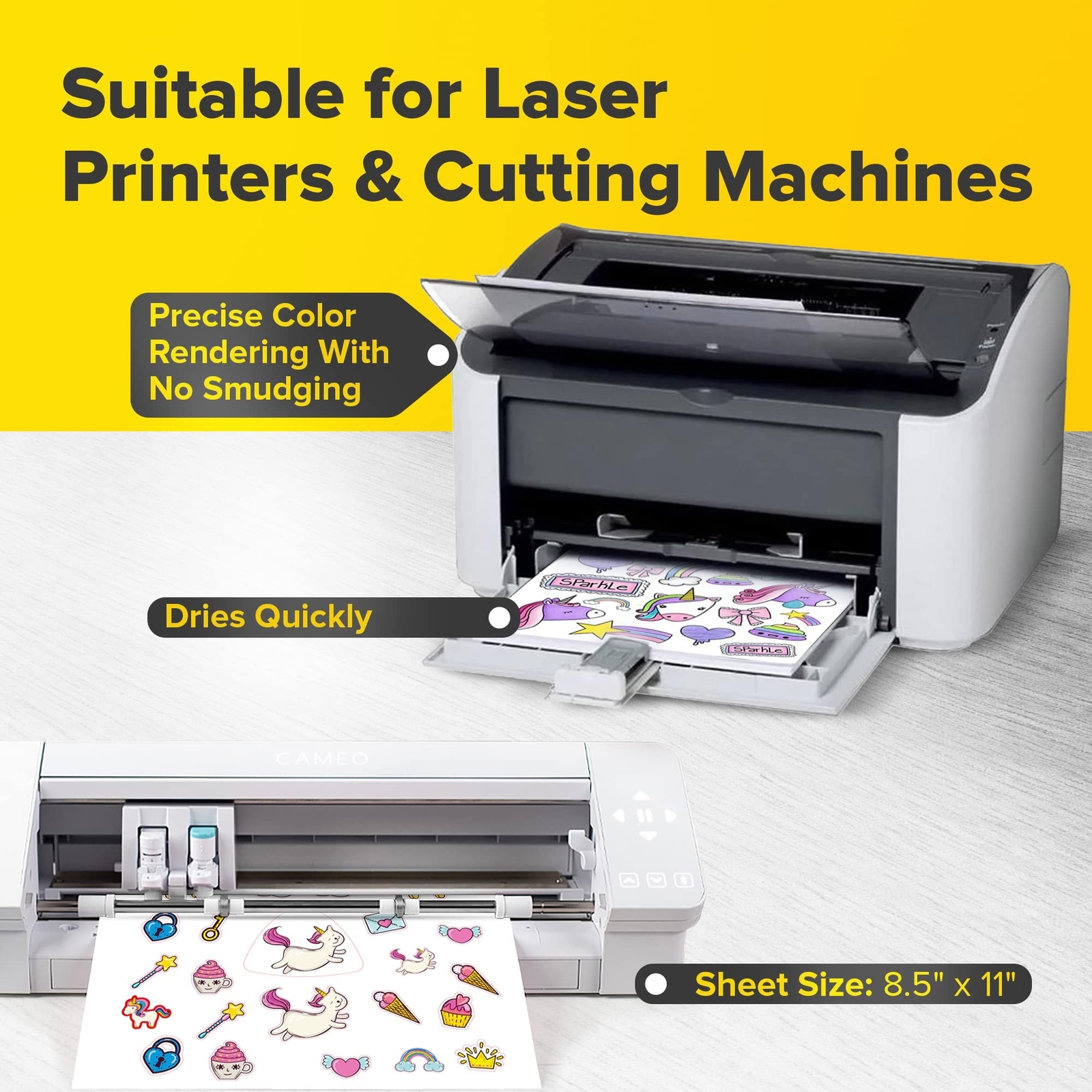 Vinyl Sticker Paper, Glossy Printable Vinyl Sticker Paper for Laser Printer, …