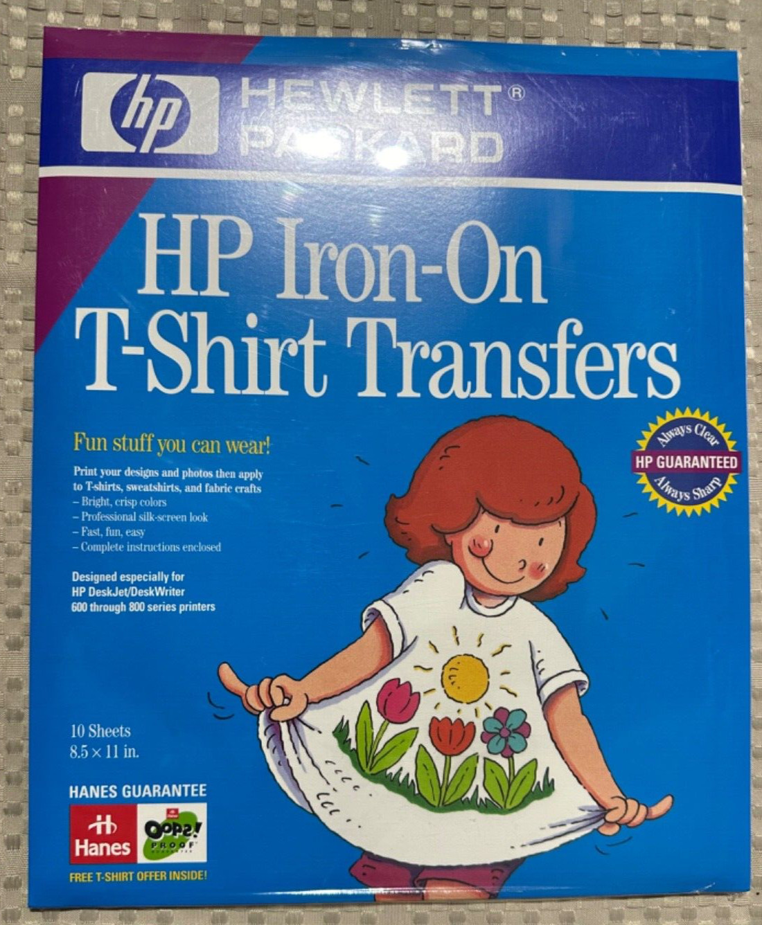 Hewlett Packard Iron-On T-Shirt Transfers 18 Sheets New