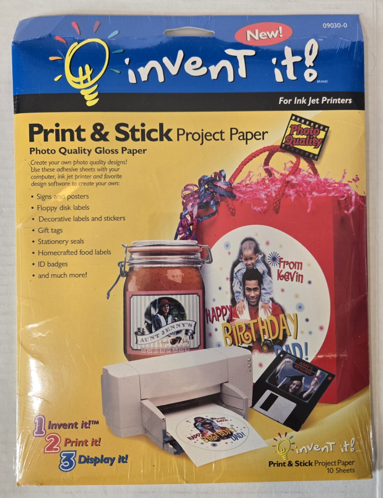 INVENT IT! PRINT PEEL & STICK 10 SHEETS 8.5”x11” GLOSS PROJECT PICTURE PAPER