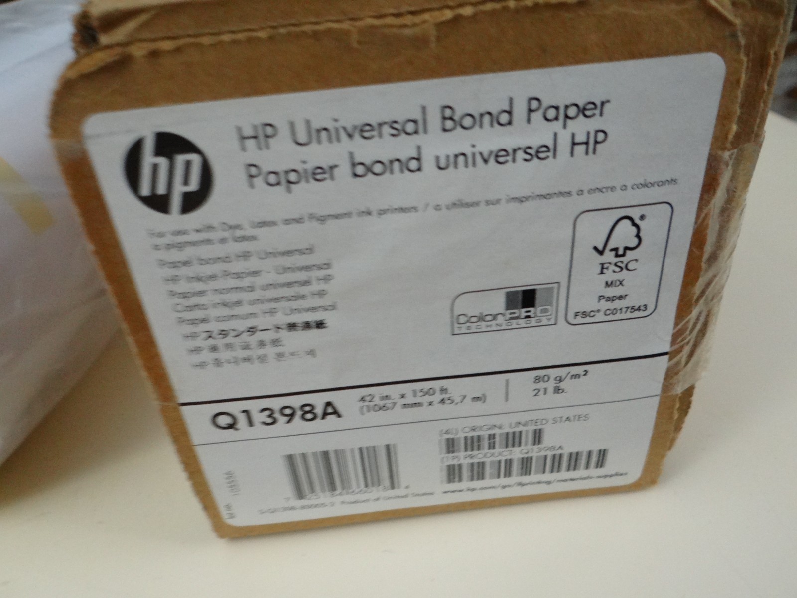 HP Universal Bond Paper White 42 x 150 feet Q1398A