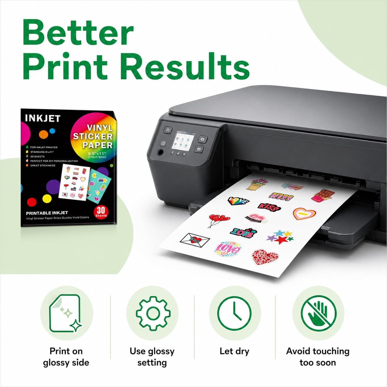 30 Sheets Premium Printable Clear Vinyl Sticker Paper for Inkjet Printers 8.5…