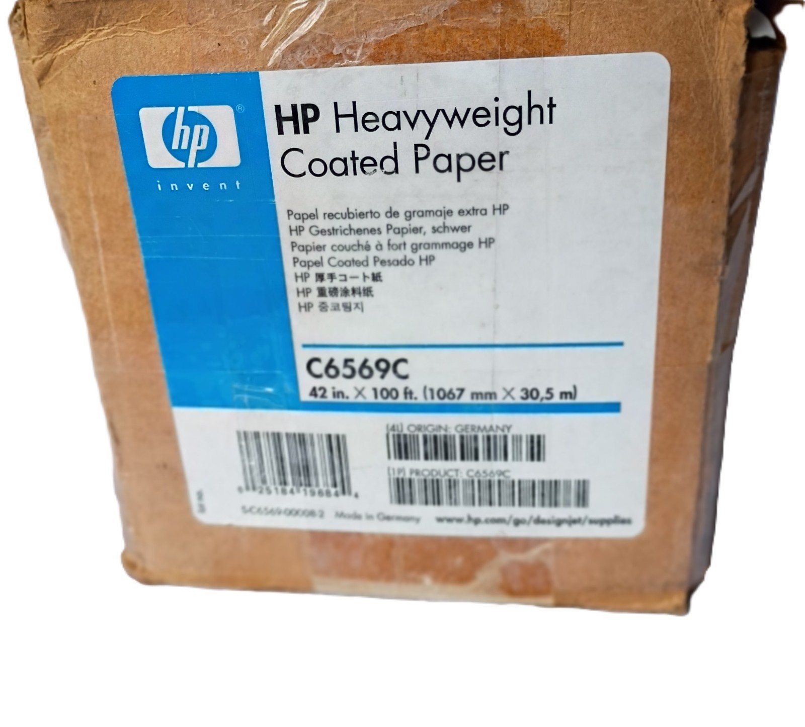 HP Heavyweight Coated Paper Roll 42″ x 80 ft Matte C6569C Wide-Format DesignJet