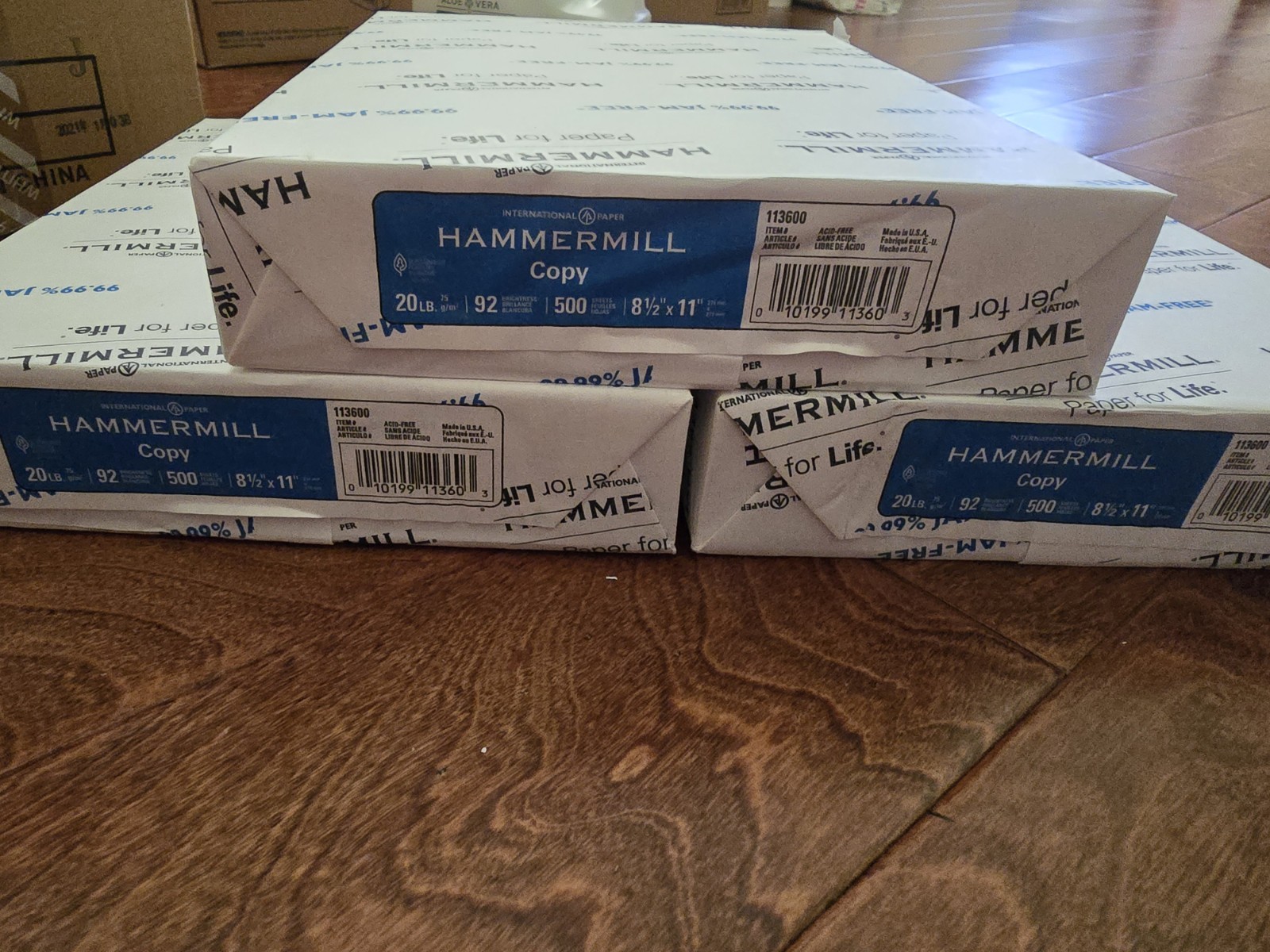 Hammermill Copy Paper 20 lb Letter 8.5 x 11 Smooth White 500 Sheets x3