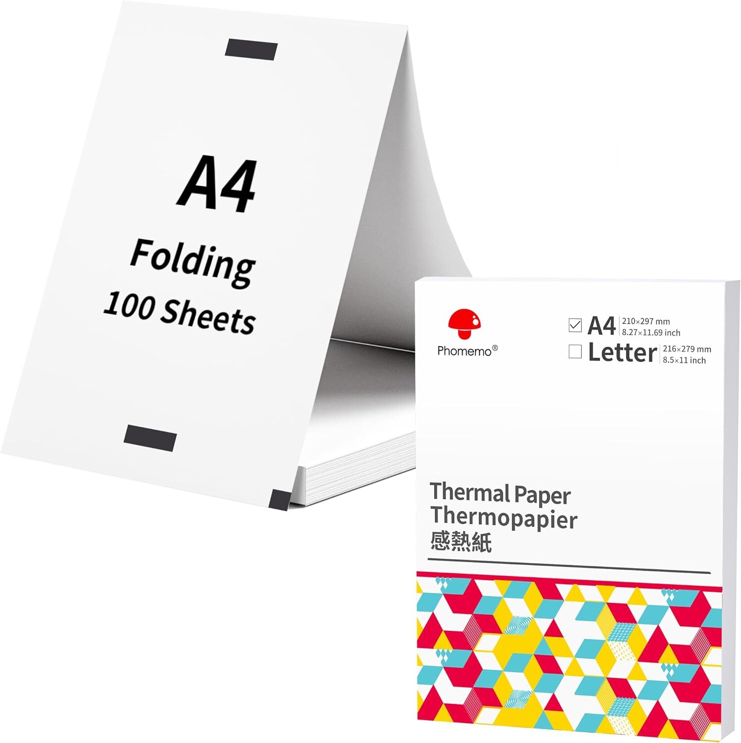 100-500PCS Thermal Paper A4 Foldable for Portable Printer For Phomemo M08F Lot