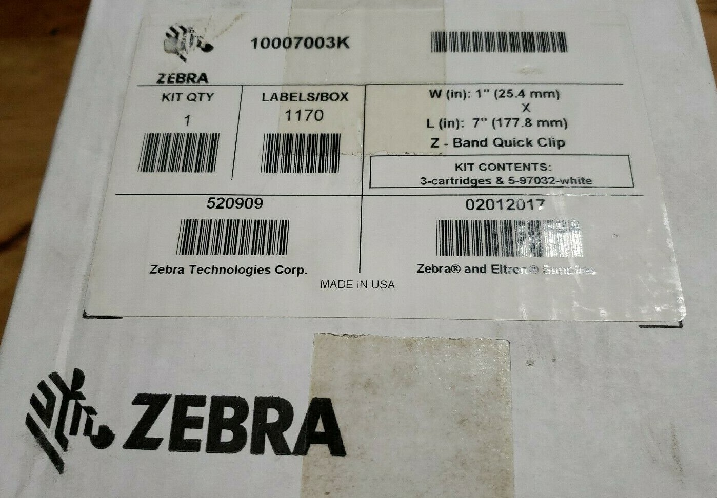 Zebra HC100 Z-Band Direct Wristband Kit w/ QuickClips – Infant – 1170 labels