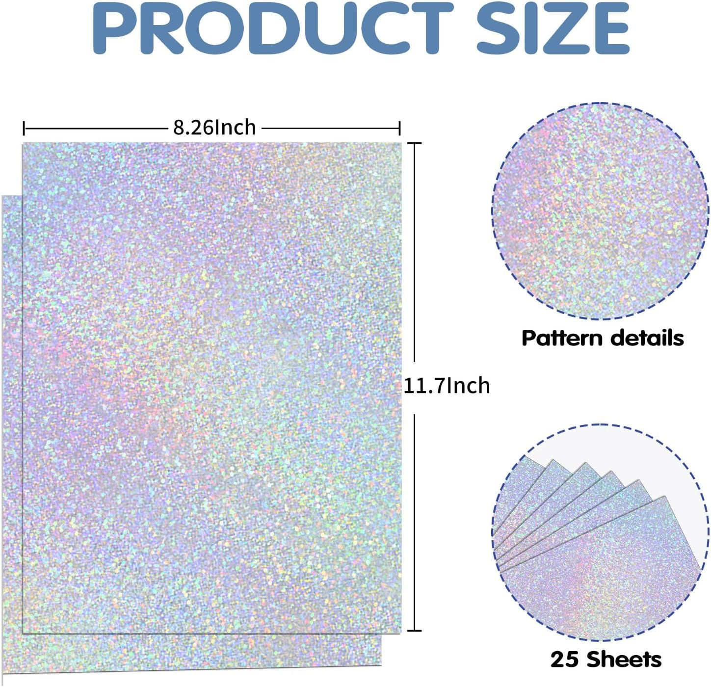 25 Sheets Holographic Sticker Paper A4, Dots Pattern Printable Vinyl for Inkjet