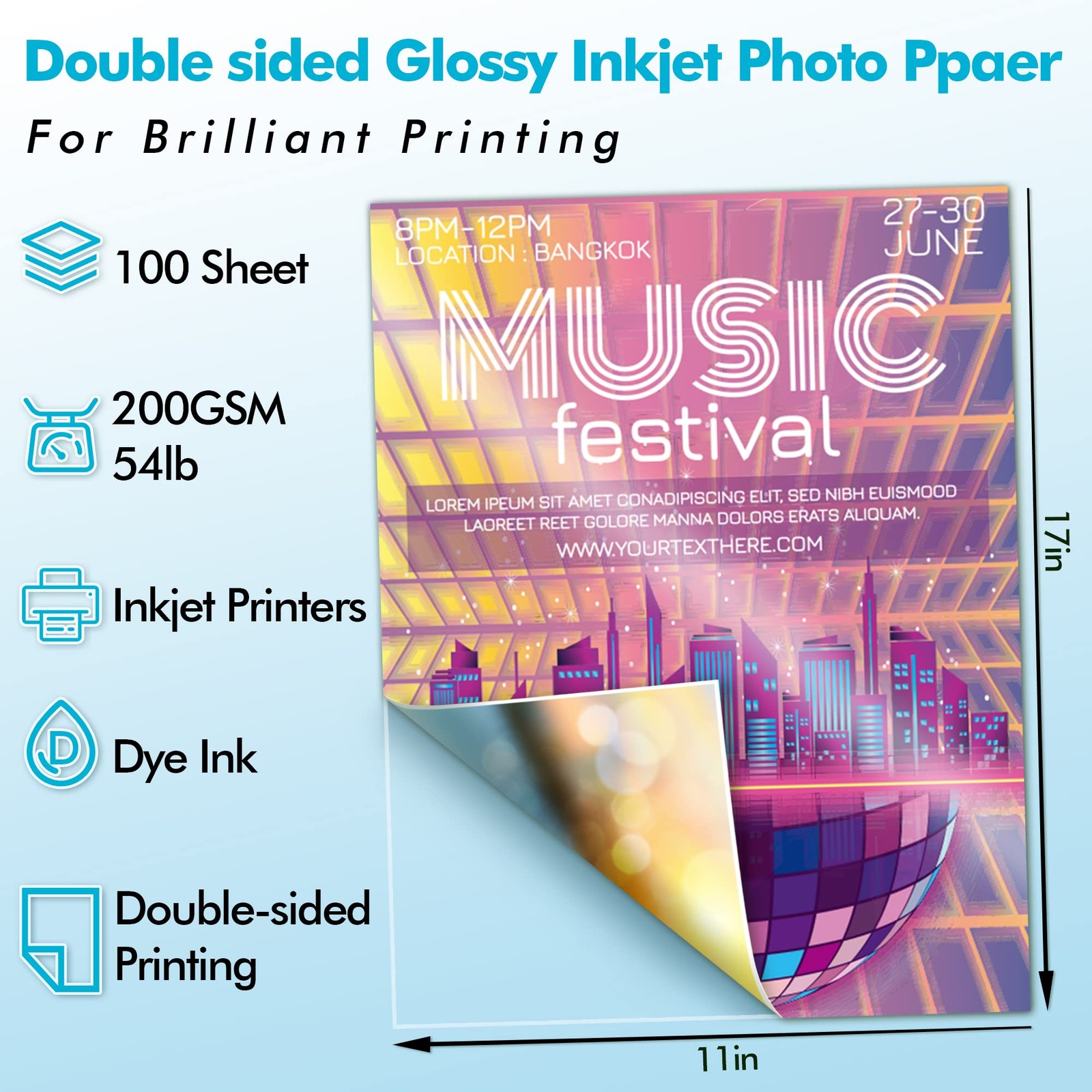 100 Sheets Koala Double Sided Glossy Photo Paper 11×17 Inches 54lb 200gsm